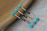 14 gauge Turquoise Industrial Barbell Silver, Gold or Rose Gold