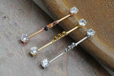 14 gauge Beaded Clear Crystal Industrial Barbell