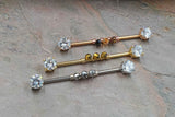 14 gauge Beaded Clear Crystal Industrial Barbell