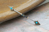 14 gauge Gold Spear Beaded Industrial Barbell
