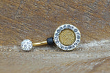 Gold Druzy Belly Button Ring Rings Clear Crystals