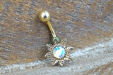 Aurora Borealis Sun Gold Belly Button Jewelry Ring
