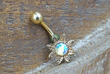 Aurora Borealis Sun Gold Belly Button Jewelry Ring