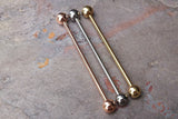 Gemstone Beaded Industrial Barbell 14g 16g Smokey Quartz, Garnet, Peridot