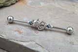 Kitty Cat 14g 16g Industrial Barbell Beaded Scaffold Piercing