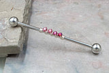 Ombre Pink 14 Gauge or 16 Gauge Industrial Barbell Beaded Gold, Silver, or Rose Gold