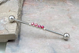 Ombre Pink 14 Gauge or 16 Gauge Industrial Barbell Beaded Gold, Silver, or Rose Gold