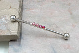 Ombre Pink 14 Gauge or 16 Gauge Industrial Barbell Beaded Gold, Silver, or Rose Gold