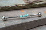 Amazonite Gemstone Beaded Industrial Barbell 14g 16g