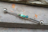 Turquoise Gemstone Beaded Industrial Barbell 14g 16g