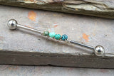 Turquoise Gemstone Beaded Industrial Barbell 14g 16g