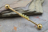 Peridot Green Gemstone Beaded Industrial Barbell 14g 16g