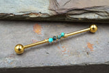 Chrysocalla Gemstone Beaded Industrial Barbell 14g 16g