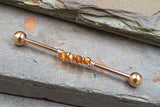 Orange Garnet Gemstone Beaded Industrial Barbell 14g 16g