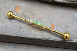 Chrysoprase Gemstone Beaded Industrial Barbell 14g 16g