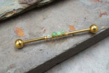 Chrysoprase Gemstone Beaded Industrial Barbell 14g 16g