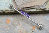Amethyst Gemstone Beaded Industrial Barbell 14g 16g