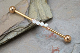 White Moonstone Gemstone Beaded Industrial Barbell 14g 16g