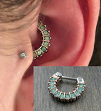 16 Light Mint Green Opalite Daith Hoop Rook Earring Clicker Septum Clicker Ring