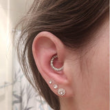 Daith Piercing Rook Earring Hoop Silver Clicker