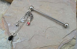 Silver Moon and Star Industrial Barbell 14g Scaffold