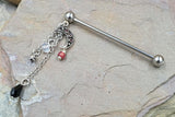 Silver Moon and Star Industrial Barbell 14g Scaffold