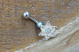 Aurora Borealis Silver Snowflake Belly Button Rings - Winter Belly Button Ring