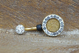 Gold Druzy Belly Button Ring Rings Clear Crystals