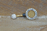 Gold Druzy Belly Button Ring Rings Clear Crystals