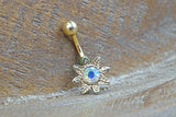 Aurora Borealis Sun Gold Belly Button Jewelry Ring