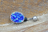 Deep Blue Druzy Belly Button Ring - Gift For Teens