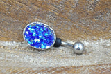 Deep Blue Druzy Belly Button Ring - Gift For Teens