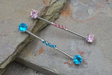 14 gauge Industrial Barbell Light Pink or Aqua Blue