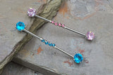 14 gauge Industrial Barbell Light Pink or Aqua Blue