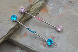 14 gauge Industrial Barbell Light Pink or Aqua Blue