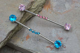14 gauge Industrial Barbell Light Pink or Aqua Blue