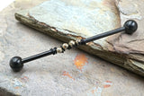 Pyrite Gemstone Beaded Industrial Barbell 14g 16g Fools Gold