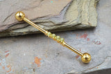 Peridot Green Gemstone Beaded Industrial Barbell 14g 16g