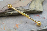 Peridot Green Gemstone Beaded Industrial Barbell 14g 16g
