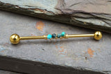 Chrysocalla Gemstone Beaded Industrial Barbell 14g 16g