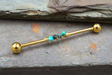 Chrysocalla Gemstone Beaded Industrial Barbell 14g 16g