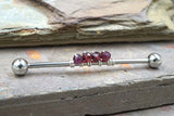 Red Garnet Gemstone Beaded Industrial Barbell 14g 16g