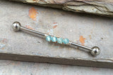 Light Blue Apatite Gemstone Beaded Industrial Barbell 14g 16g
