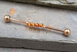 Orange Garnet Gemstone Beaded Industrial Barbell 14g 16g