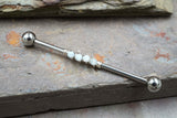 Aquamarine Gemstone Beaded Industrial Barbell 14g 16g