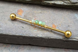 Chrysoprase Gemstone Beaded Industrial Barbell 14g 16g