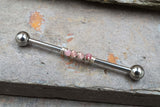 Pink Tourmaline Gemstone Beaded Industrial Barbell 14g 16g