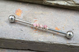 Pink Tourmaline Gemstone Beaded Industrial Barbell 14g 16g
