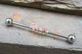 Pink Tourmaline Gemstone Beaded Industrial Barbell 14g 16g