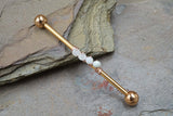White Moonstone Gemstone Beaded Industrial Barbell 14g 16g